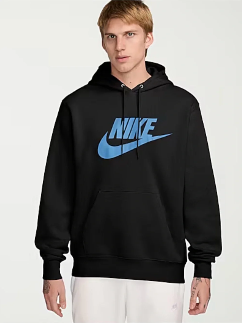 Nike Black Hoodie with Blue Swoosh Logo